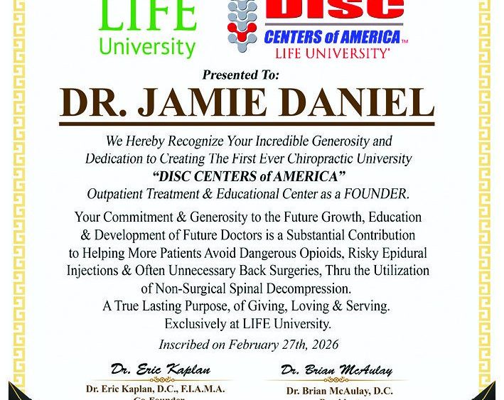 Doctor Jamie Daniel Recognized as Founder